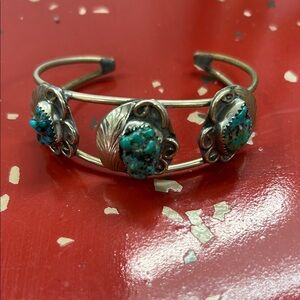 Vintage Turquoise and Silver Women's Cuff Bracelet